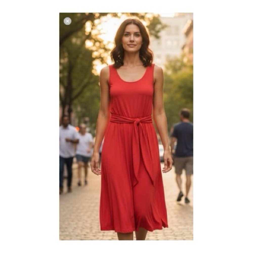 Forever 21 Red Scoop Sleeveless Pleated Dress Size S